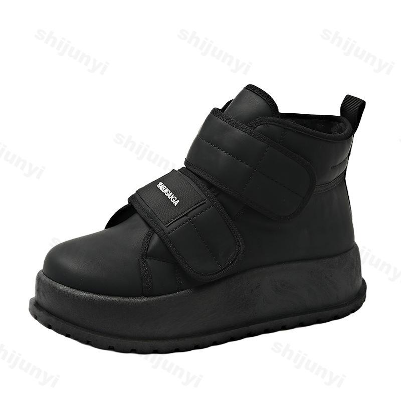 

Concise Solid Casual High Top Thick Soled Snow Boots for Women Winter Fashion Versatile Warm Comfortable Plush Cotton Boots 35