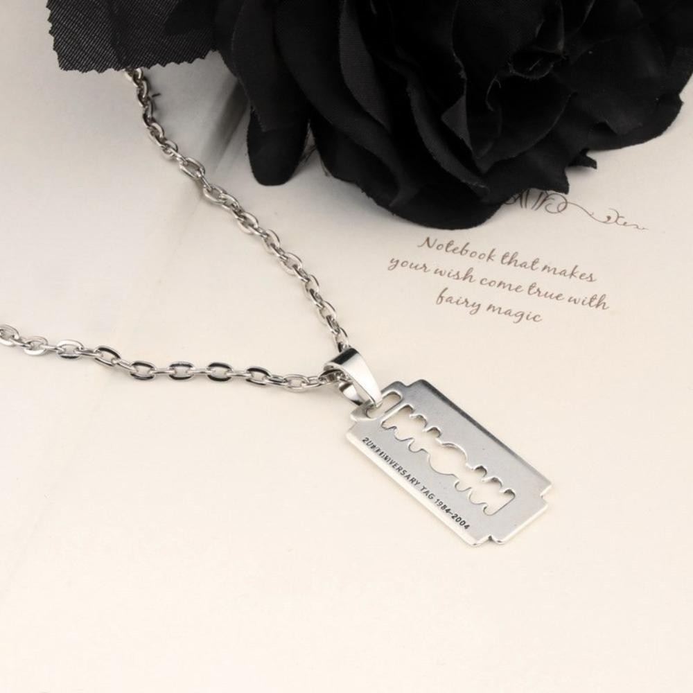 Retro Exquisite Silber Farbe Geometrie Rasierklinge Anhänger Halskette für Damen Herren Persönlichkeit Punk Halskette Schmuck Geschenke