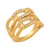Elegant 18K Gold-Plated Double Layer Rhinestone Inlaid Hollow Stainless Steel Women's Ring