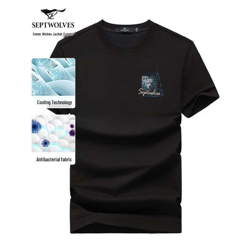 Septwolves Men s Summer Wolf Culture Print Antibacterial Short-Sleeve T-Shirt XL