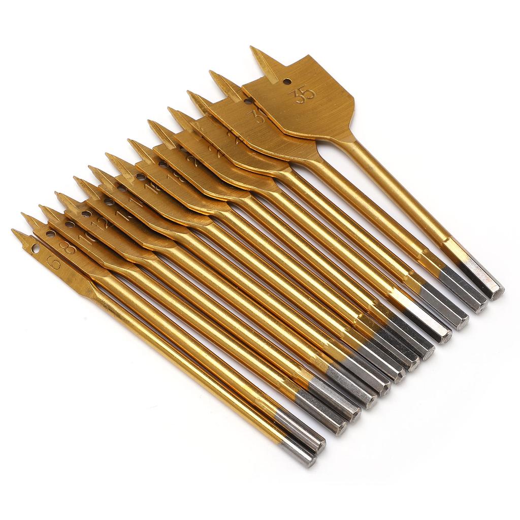 13pcs High Carbon Steel Paddle Flat Bits 1Celsius4in Hex Shank Wood Hole Cutter