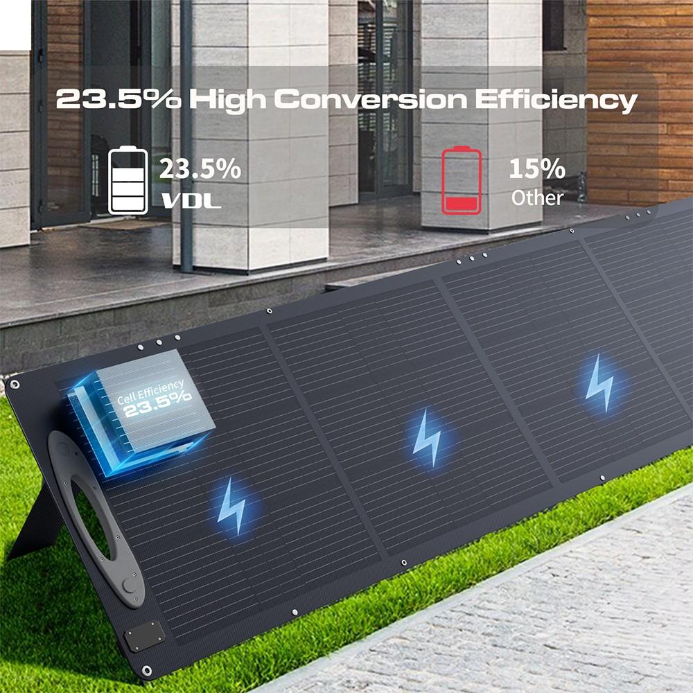 VDL POWER 200W Foldable Portable Solar Panel, 20V Monocrystalline Cell, Adjustable Kickstand, 23.5% Conversion Efficiency, IP67 Waterproof