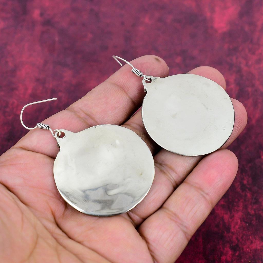 Coral 925 Solid Sterling Silver Nepali Earrings, Handmade Gemstone Earrings Jewelry, Gifts For Wife Brand New Earrings