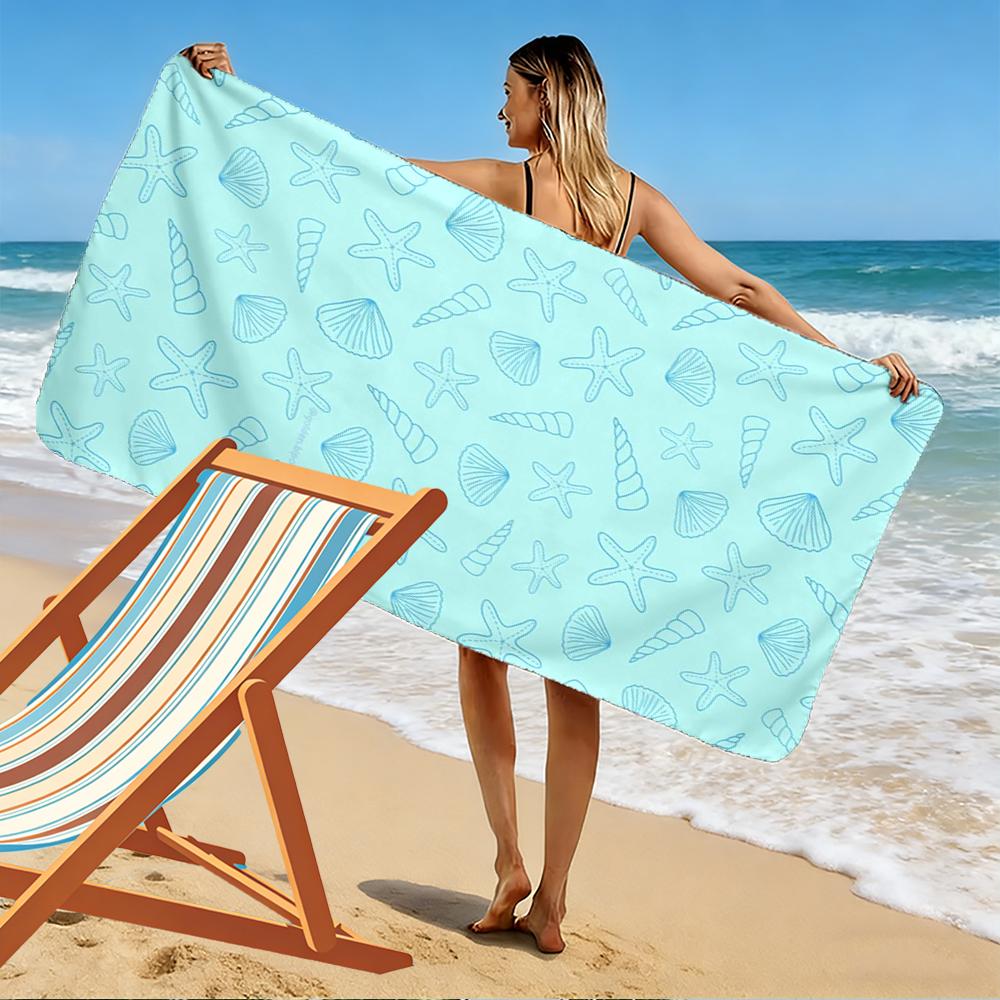 Sea Shells and Starfish Pattern Towel Beach towel quick-drying for travel outdoor sports jogging beach and swimming