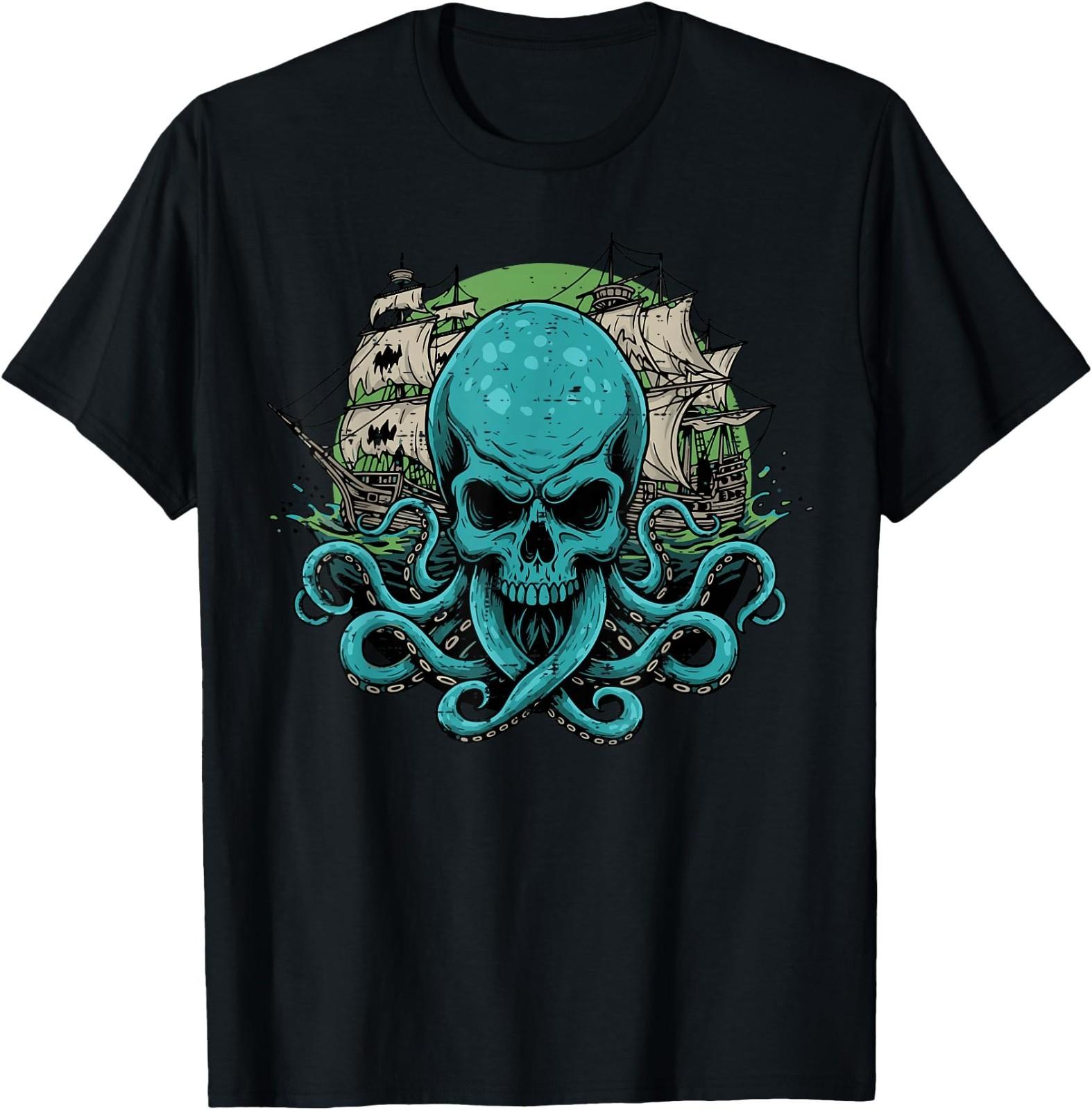 Pirate Octopus Skull Ship Kraken Sea Monster Men Women T-Shirt XXXXL