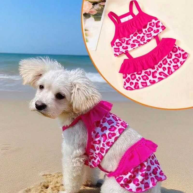 Pet Dog Apparel: Camisole Lace Printed Dress for Daily Wear & Outdoor Photoshoots;Cute Small Dog Outdoor Going-Out Dresses - Summer Outfit