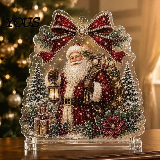 Xmas Party Table Centerpieces Christmas Faux Diamond Painting Tabletop Ornaments, Beginner-Friendly DIY Acrylic Rhinestone Art Supplies Craft