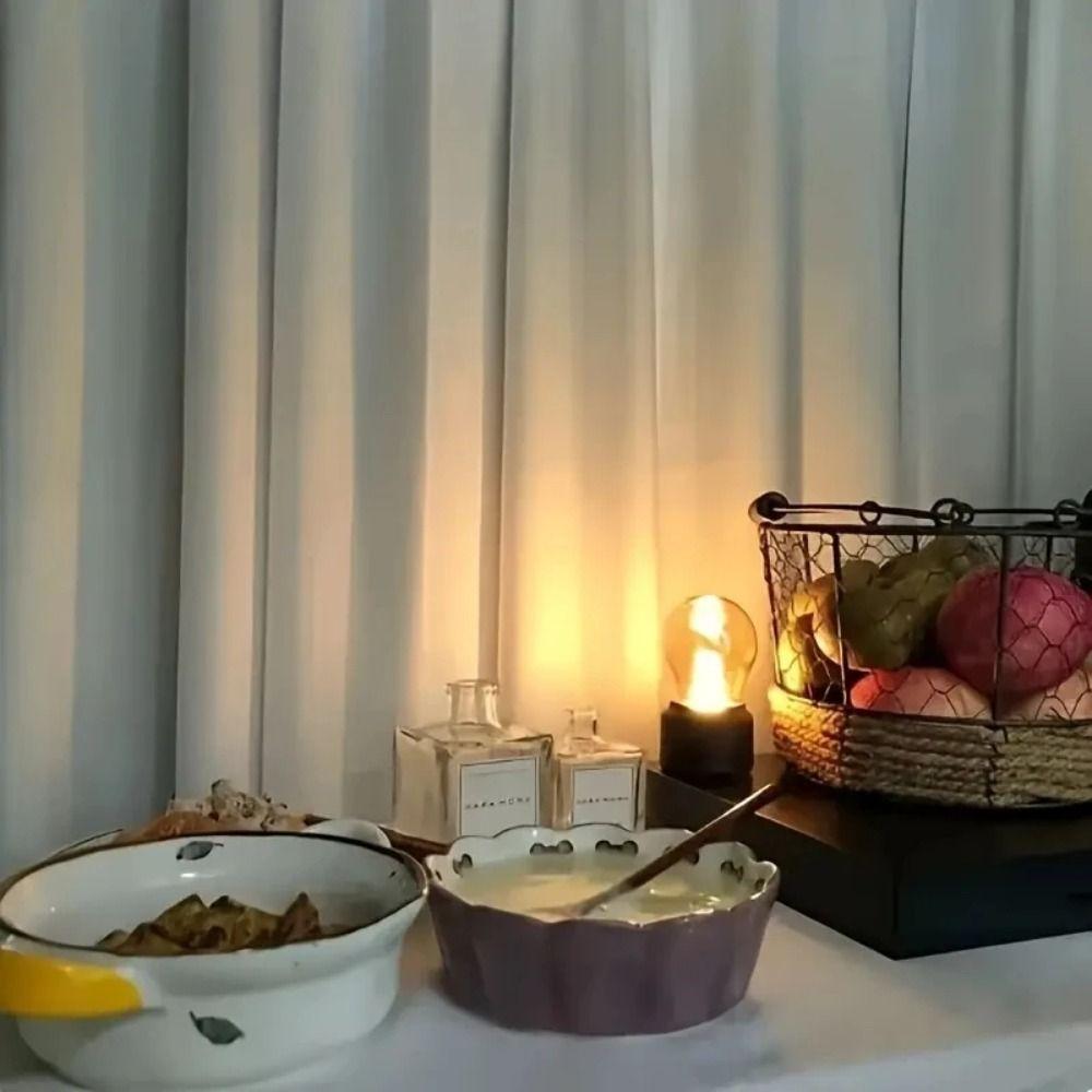 Glass Lampshade Night Light Flame Tip Design Atmosphere Lamp Simple Desk Lamp  Table