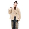 Women's Wool Fur-Trim Coat - Autumn/Winter, Casual Loose Fit, Stand-Up Collar, Single-Breasted (HE8835)