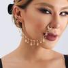 European and American Nose Ring Jewelry, Ethnic Style Black Imitation Crystal Fringed Integrated Stud Earrings Nose Ring, Sweet 