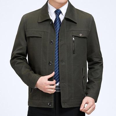 Herren Freizeitjacke aus reiner Baumwolle für Frühling und Herbst - Mantel mit Umlegekragen für Männer mittleren und höheren Alters