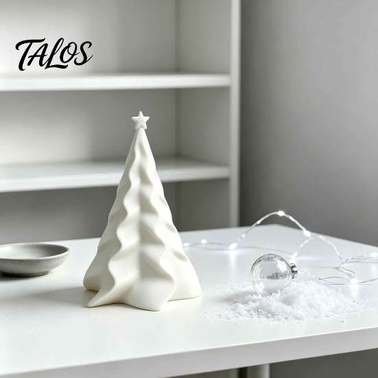 Durable Smooth Surface Holiday Figurine 3D Printed Pleated Christmas Tree Ornament, Small Wavy Desktop Gift for Friends Decoration with Star