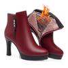Women's High Heel Short Boots - Temperament Style, Autumn & Winter Plush Leather Shoes