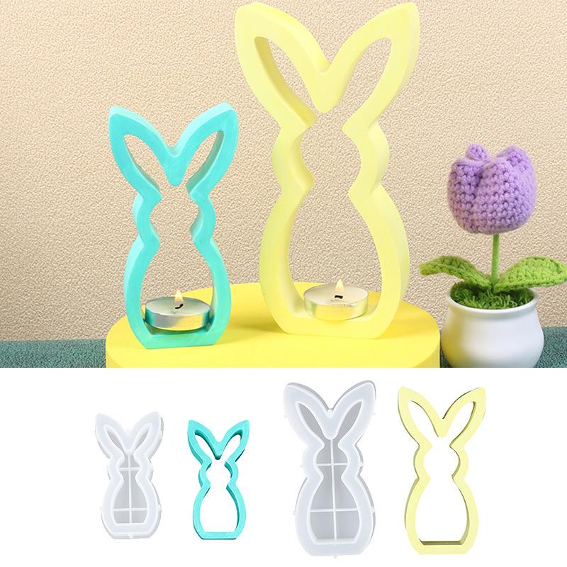 Easter Bunny Candle Holder Silicone Mold for DIY Indoor Decorations