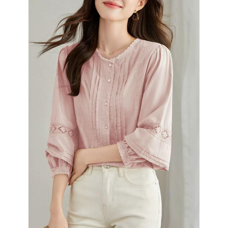 Women's 2025 New Design Interior Commuting Temperament Lace Long-sleeved Shirt Top