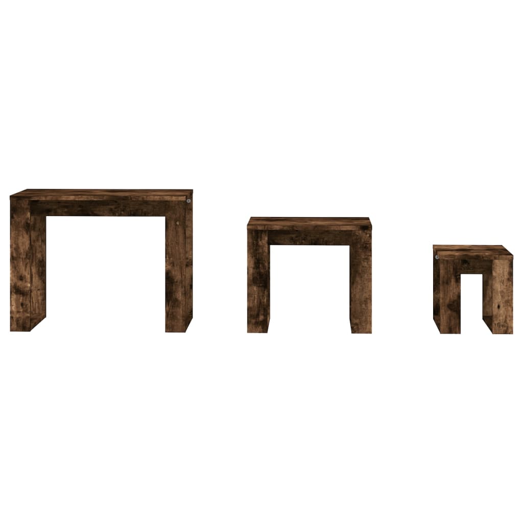 Vidaxl Nesting Tables, 3 Pcs., Smoked Oak