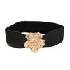 Ladies Slimming Corset Elastic Wide Waist Belt with 3D Flower Buckle Universal Women Banquet Dress Shirt Coat Corset