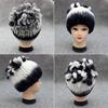 Outdoor Winter Warm Real Fur Beanies Hat Rabbit Fur Cap Knitted Real Rex Rabbit Fur Hats Elastic