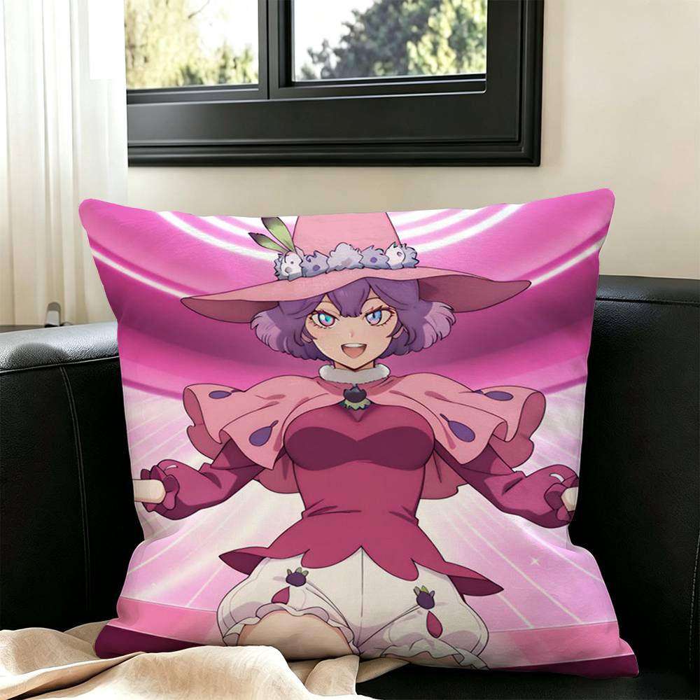 Hot B-Black Clover  Pillow Case Square Double-Sided Sofa Cushion Cover Bedroom Bedside Pillow