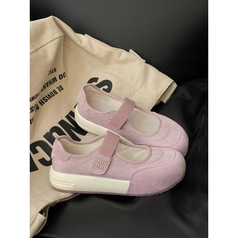 

Leather spring and summer new women s shoes flat heel platform summer Velcro sports and leisure versatile single shoes 40 фіолетовий