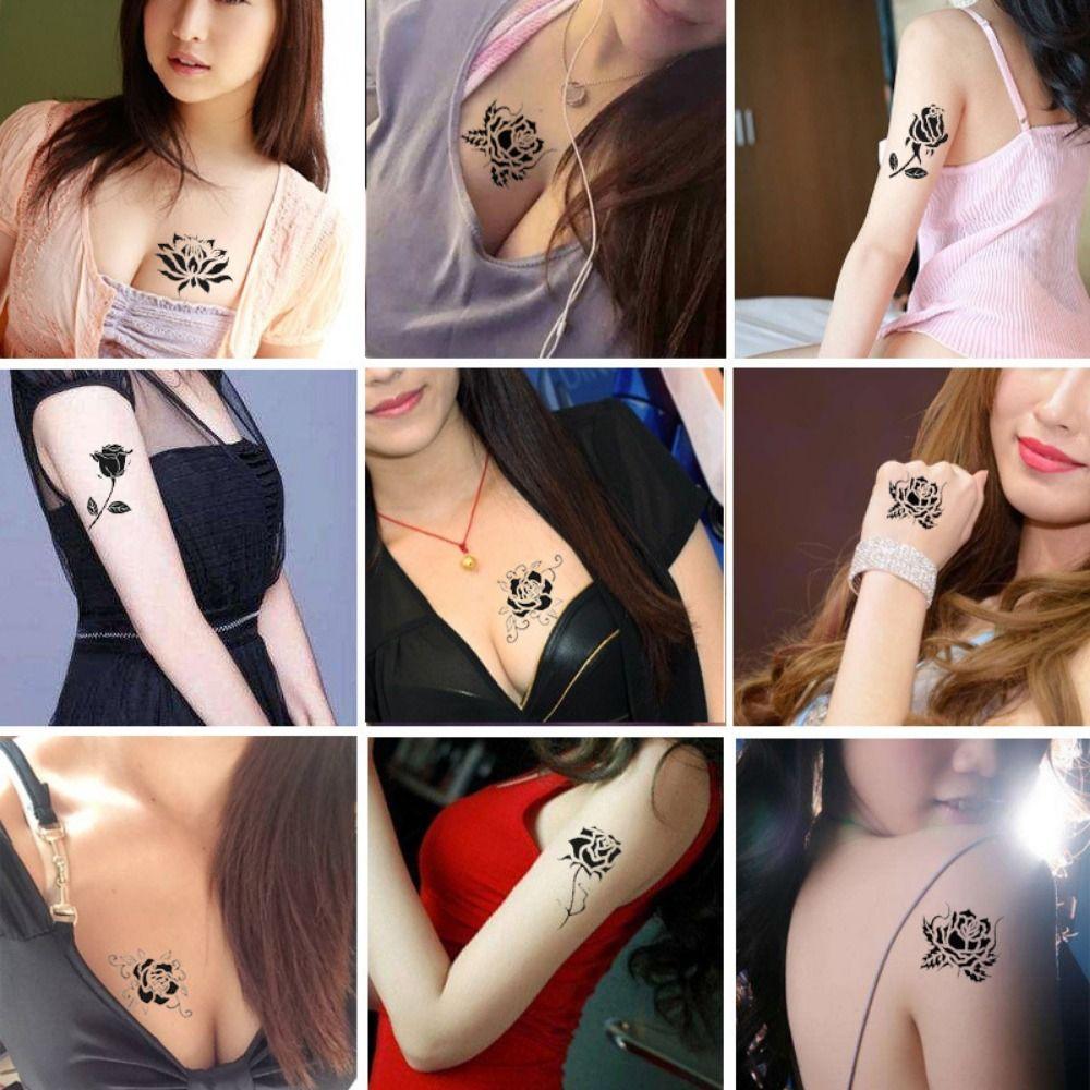 5/10/20/30/50 Pcs Rose/ Butterfly Pattern Butterfly Tattoo Stickers Flower Tattoo Stickers  Women