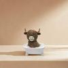 Funny Resin Highland Cow Statue Decorative Cute Cow Mini Figurine Realistic Animal Sculpture Ornament Farmhouse