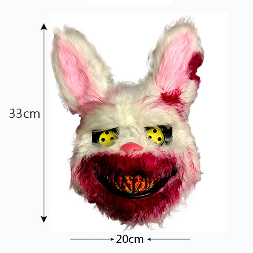 

2025 Plush Bunny Mask Scary Masks Durable Realistic Bloody Simulation Rabbit Headgear Performance Prop For Halloween Masquerades