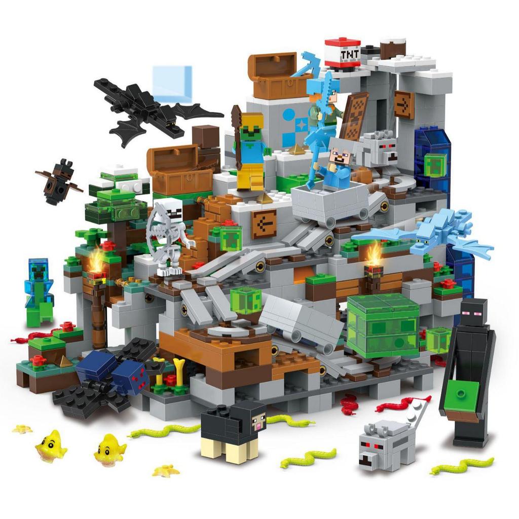 Minecraft Minifigure Set: Block Mechanism, Cave Light, Treehouse, Warhorse, Ocelot, Village Windmill Town