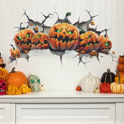 Fun-g16 Halloween Broken Wall Pumpkin Bedroom Living Room Wall Decoration Wall Stickers Self-adhesive