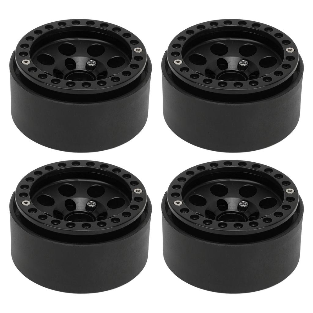 4Pcs RC Wheel Rim 1.9 Inch Aluminum Alloy Stable RC Car Wheel Hub for Axial SCX10 II III Black