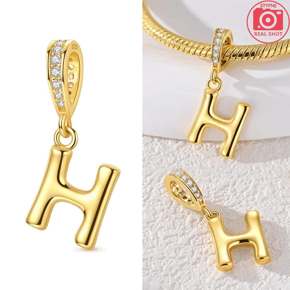 Original Necklace Copper White Zircon Pendant English Letters Women'S Beads Fit Bracelet Anniversary Gift Accessory Diy
