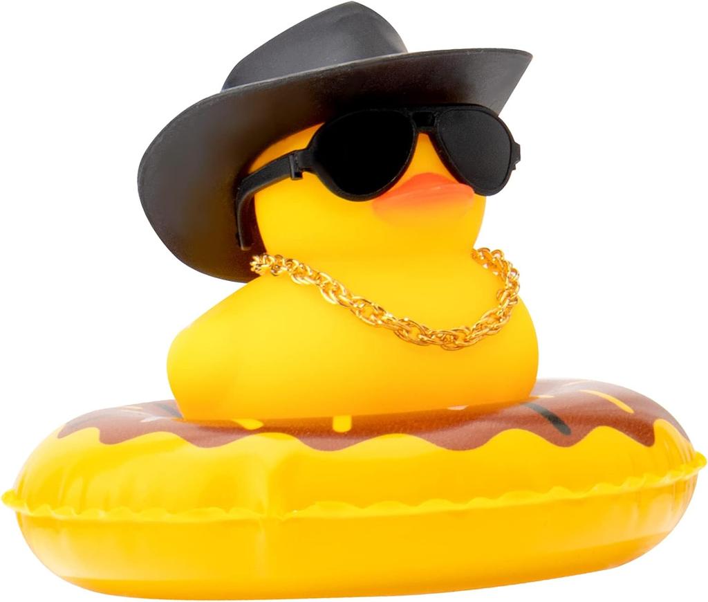 Car Rubber Duck Dashboard Yellow Duck Decoration For Car Dashboard Decorations Duck Toy With Swim Ring