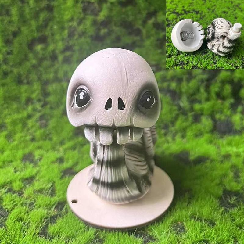 Cute Cartoon Skull Snail Sculpture Halloween Decoration Made Of Durable Resin Material