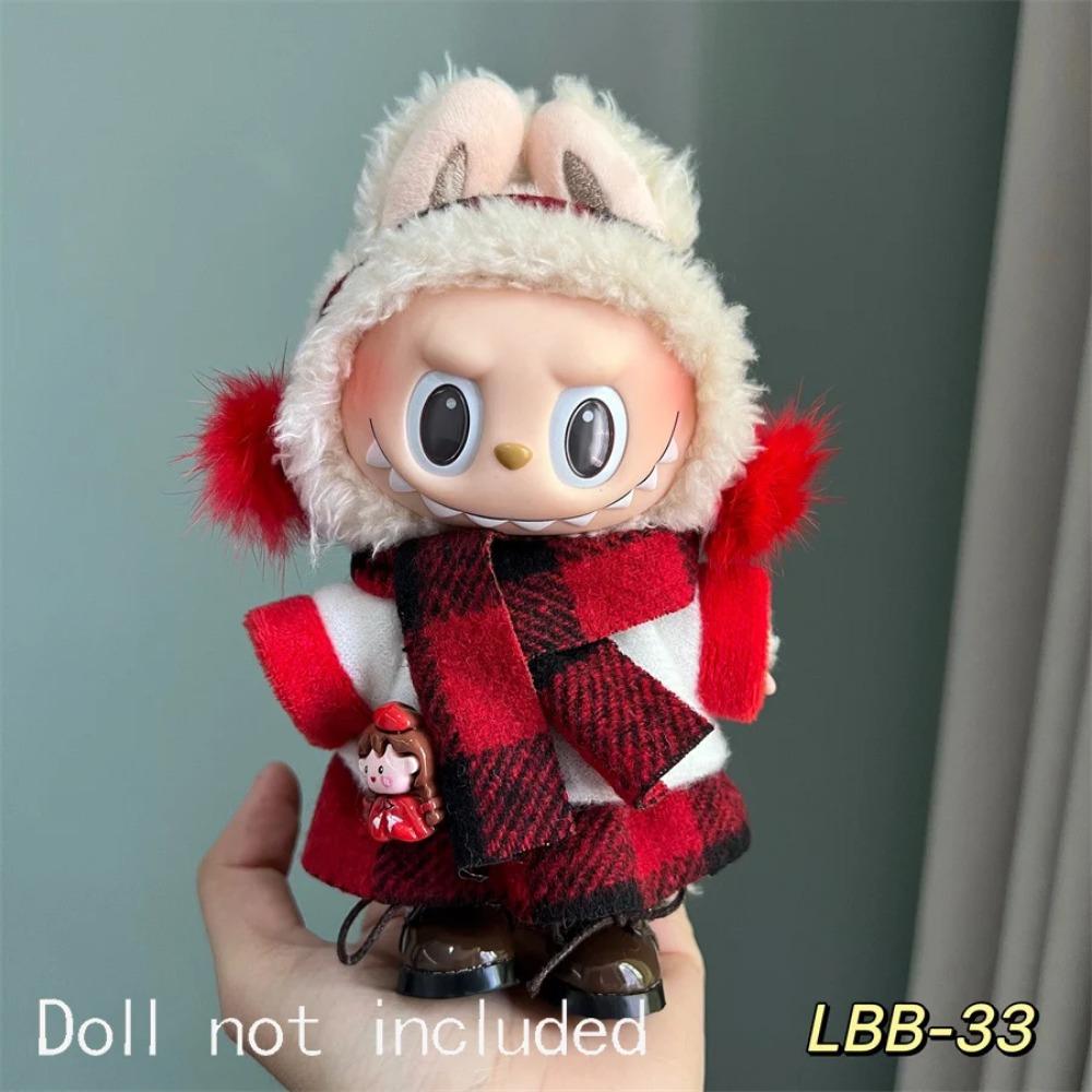 Only Clothes For 15-17CM Labubu Mini Accessories Clothes Clothing Dolls Set Sitting Party Scarf Hat Bag Cute Decoration Gift