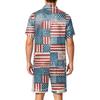 Men Satin Short Sleeve Pajama Set Two Piece Sleepwear with Shorts and Pocket Lightweight Smooth Fabric Comfortable Fit