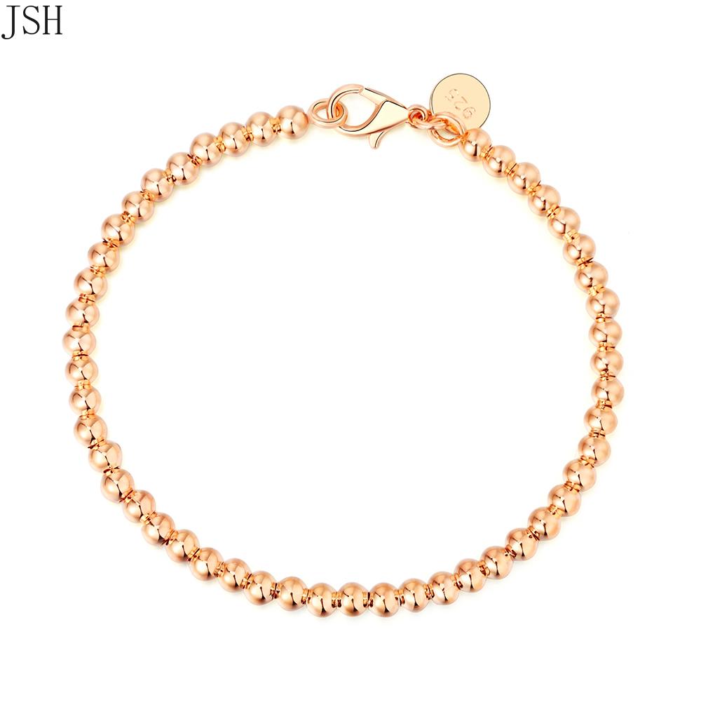 Für Frauen Kupfer 4mm Perle Goldfarbene Kette Armband Niedlich Hochzeit Dame Mode Anhänger Schmuck Geburtstagsgeschenk