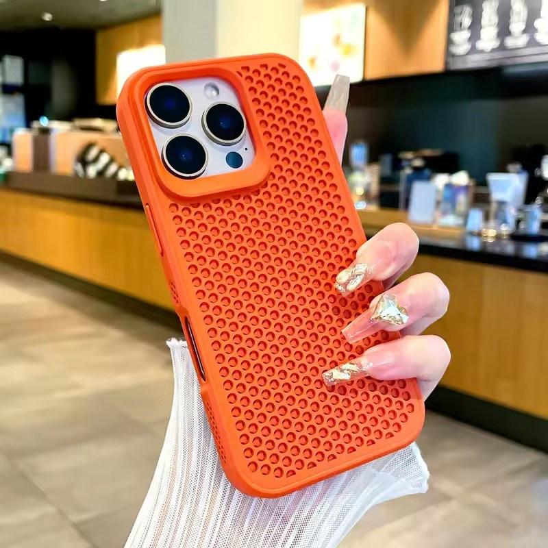 Dissipate Heat PC Case For iPhone 16 15 14 13 12 11 Pro Max Plus Breathable Hard Back Cover