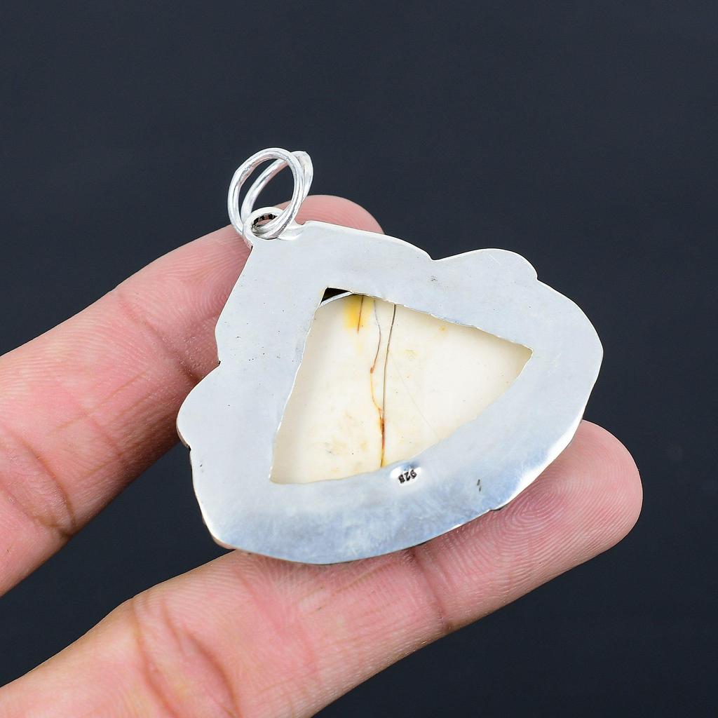 Birthday Gift For Her Natural Brecciated Mookaite Gemstone Pendant 925 Silver