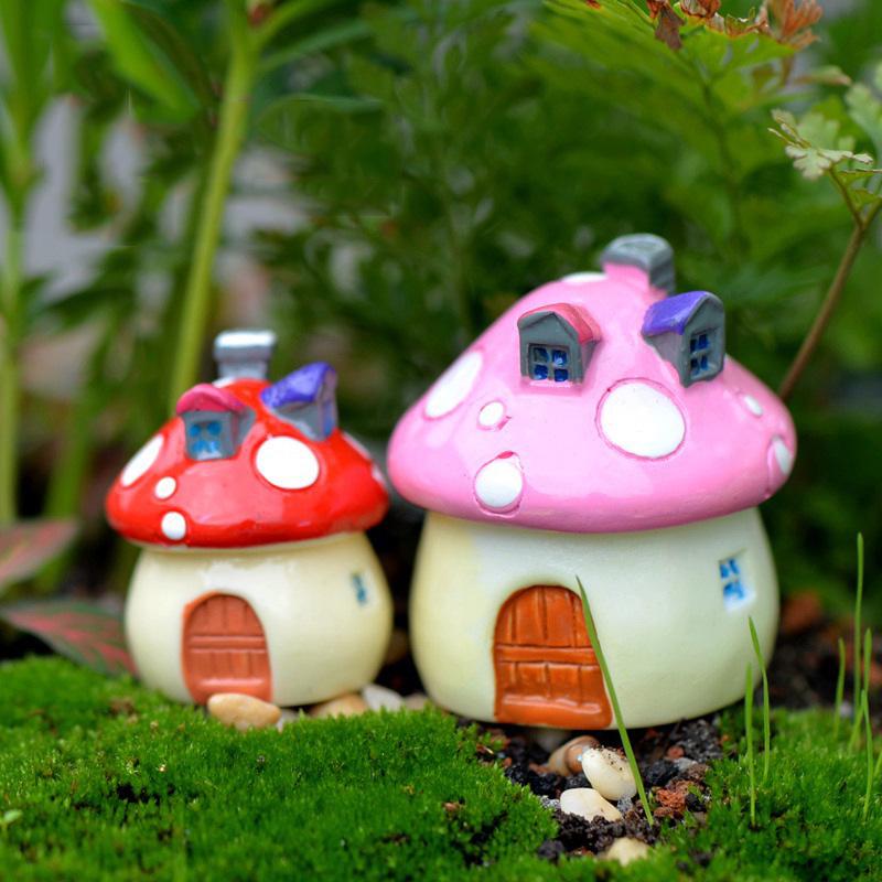 Стиль Средиземноморья Смоляной Грибной Дом Замок Миниатюра DIY Поделка Small Green
