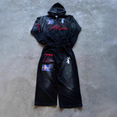 Sudadera con capucha y cremallera de manga larga con estampado personalizado, tendencia callejera europea y americana Y2K