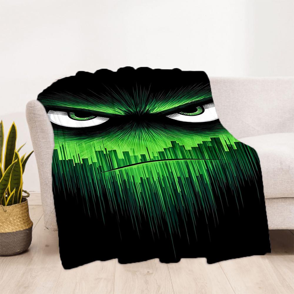 1PC Hulk Eyes Outdoor Flannel Throw Blanket - HD Printed Lightweight Soft Warm All-Season Blanket for Sofa, Bed, Travel, Camping 084