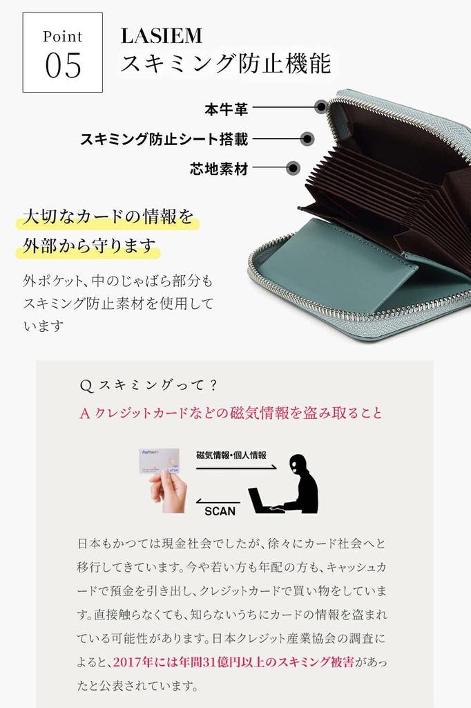 LASIEM Mini Case for Bills Without Genuine Skimming with Exterior Pocket Wallet/Card Women, "Stores Folding," Leather, Prevention, (Grey Beige)