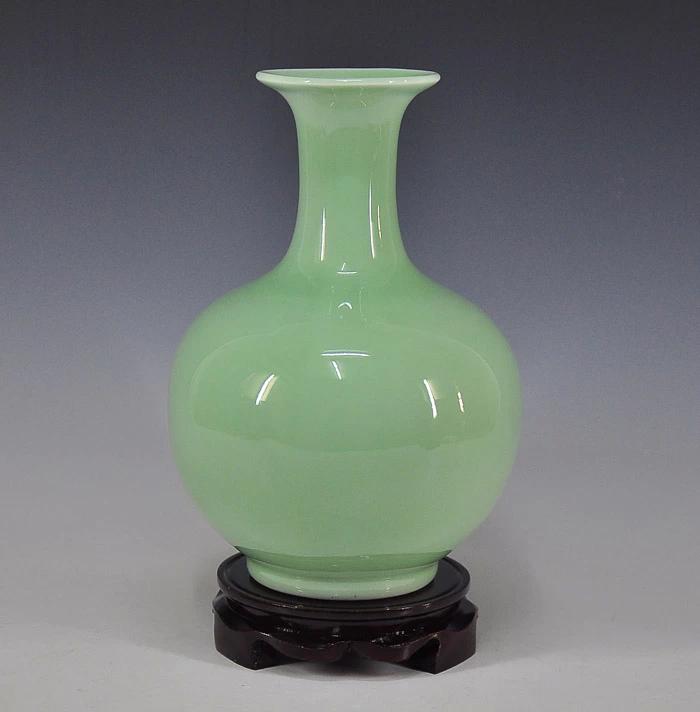 Ваза в античном стиле цвета селадон для китайского домашнего декора и цветочных композиций