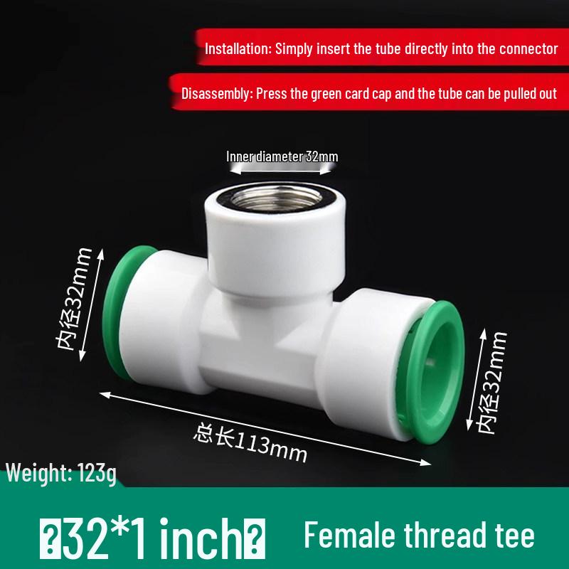 PPR Water Pipe Quick Connector, 4 & 6 Points, No-Melt, Direct Plug-In, 20/25 PE for Cold/Hot Water