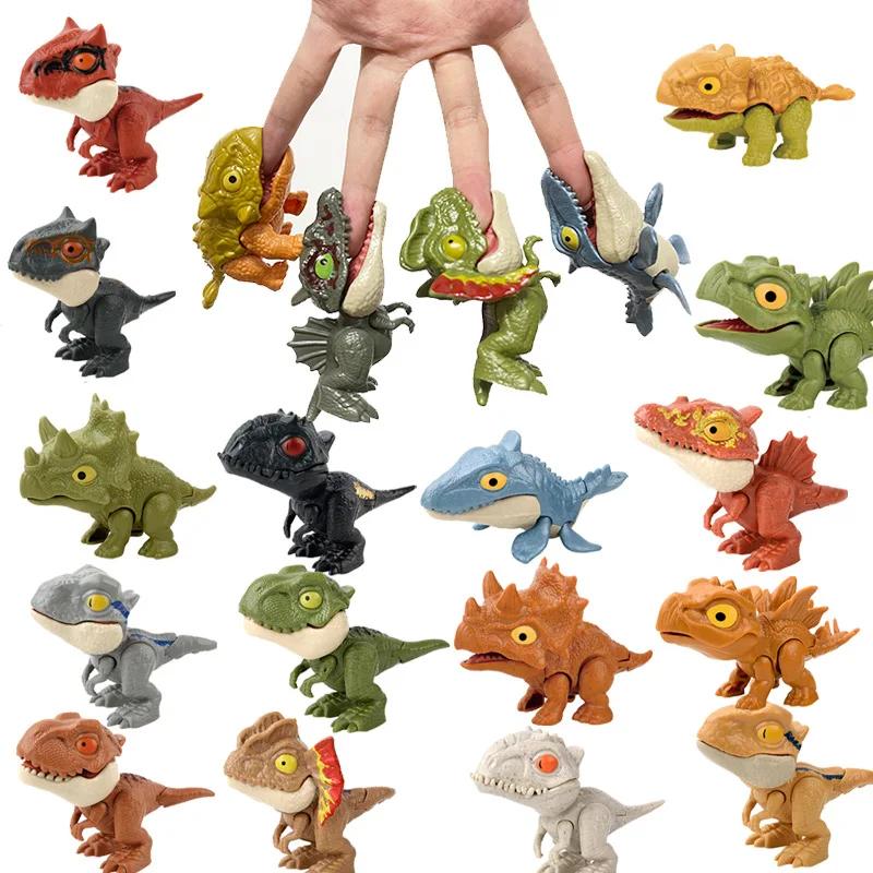 Non-Toxic Jurassic Finger Dinosaur Triceratops Tyrannosaurus Model Toys For Kids Creative Finger Biting Dinosaurs Interactive Toy Children Gift