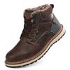 Holfredterse Outdoors Snow Boots Men Leather Winter Waterproof Wear-Resistant Sole Boots Plus Size 41-47 9733 Black/Brown/Yellow