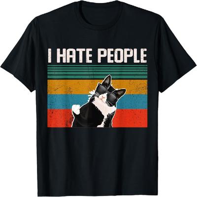Funny Cat Middle Finger Cats Puss I Hate People T-Shirt for Men Women