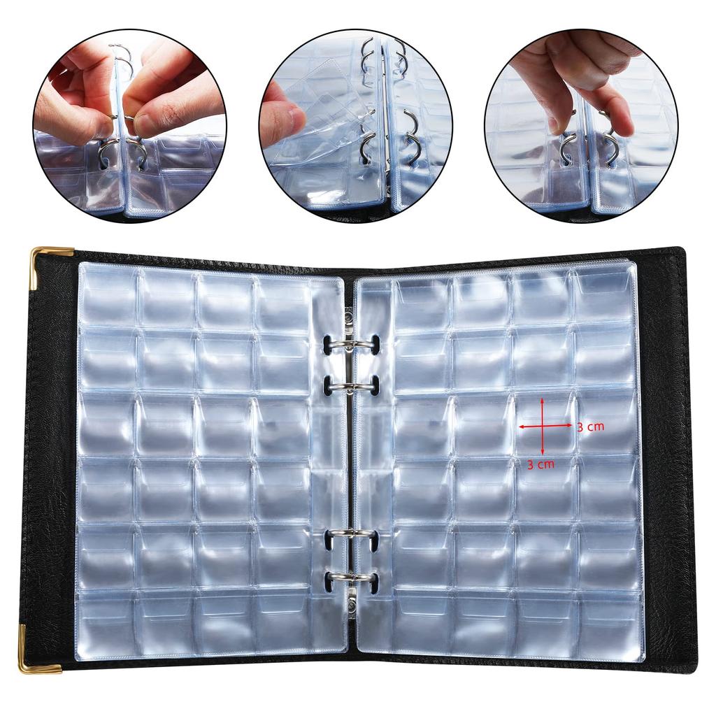 PAKESI Coin Album, Coin File, Large Capacity, Holds 480 Coins, Pocket Size 3*3CM, for Coin Collecting, Antique Coins, Currency, Coin Collection File,