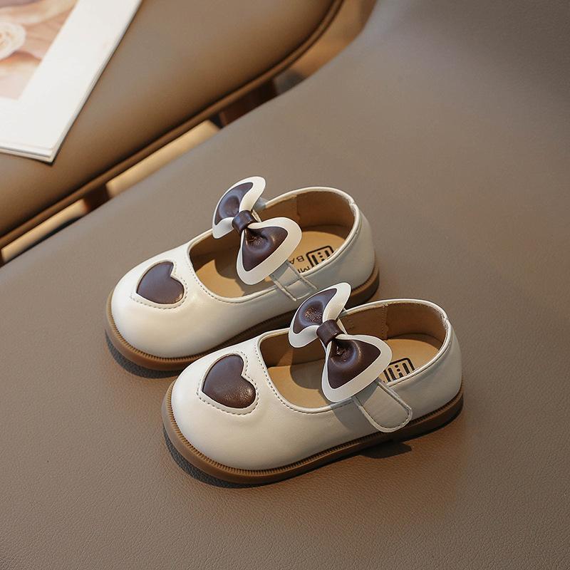 2024 Girls Leather Shoes Love Color Matching Cute Kids Fashion Casual Shoes Drop Shipping Simple Children Loafers Drop Shipping