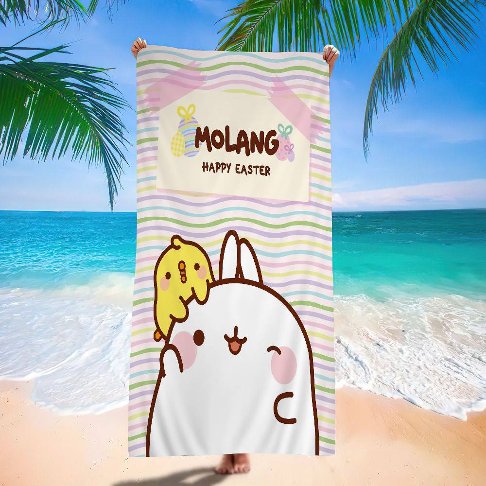 Cute M-molangs Microfiber Printed Beach Towel Mountain Climbing Yoga Beach Swimming Running Absorbent Soft Towel